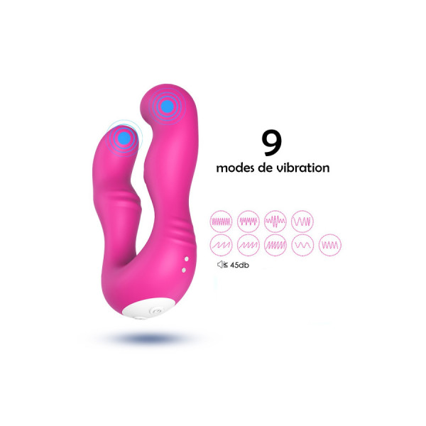 Vibromasseur Rose en forme de U double tête stimulateur point G 